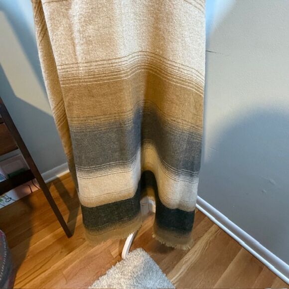 Boho Western Ombre Poncho Vest OS Fringe Multi Cabincore Ranch Neutrals - Picture 5 of 7